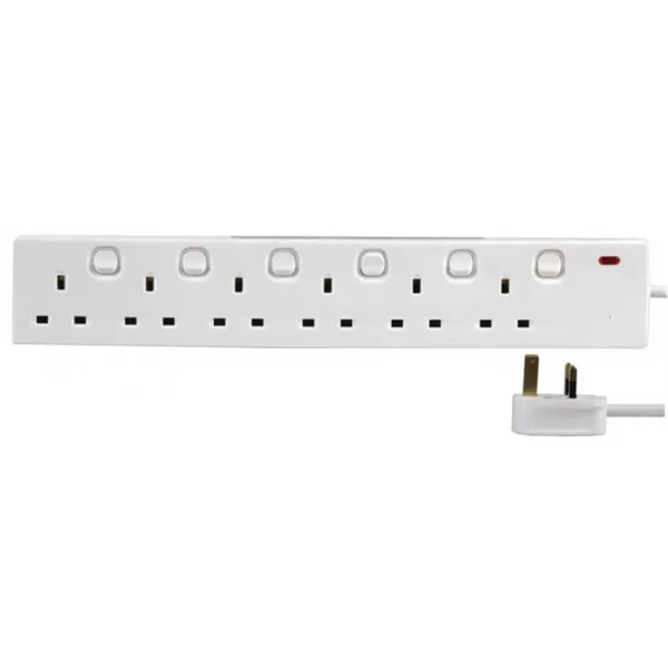 6 Gang Way 10m Metre 13A Mains Power Extension Socket