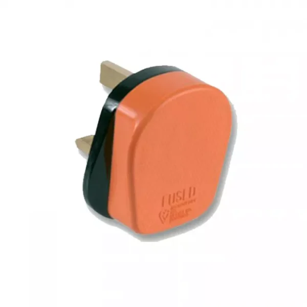 Plugtop Rubber 13A Orange Plug UK 3 Pin Mains Plug