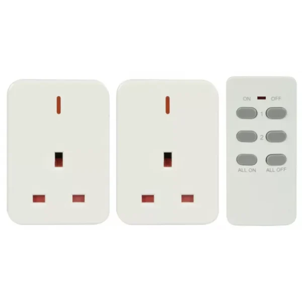 Wireless Remote Control Mains Sockets with 30m Range Pack of 2